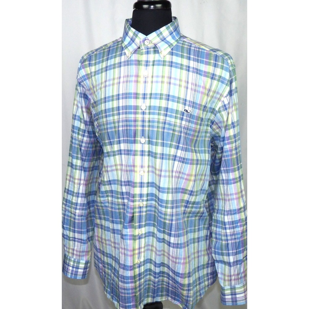 Vineyard Vines Long Sleeved Plaid Slim Fit Button Up Whale Shirt Men's XL - Picture 3 of 6